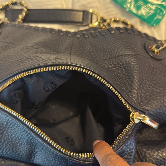 Navy blue authentic Tory Burch tote - Picture 7 of 12